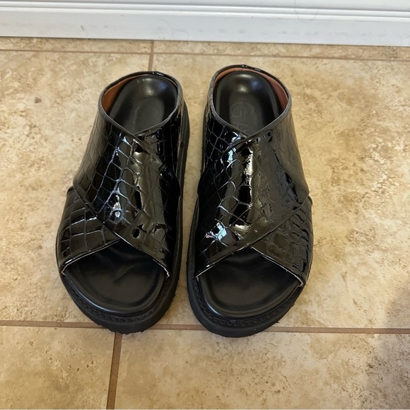 GANNI CROSS OVER PATENT LEATHER SNAKE SANDAL size 37 - Picture 7 of 9